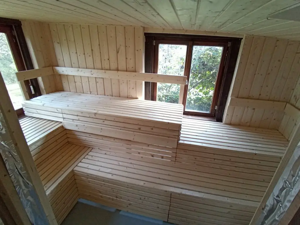 Sauna Selbstbau DIY im Garten Gartenhaus Hütte sibirische Fichte Anleitung Erfahrung Test
