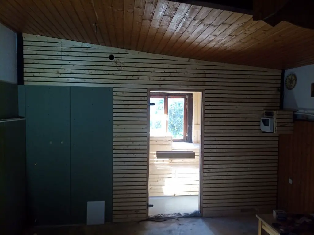 Sauna Rhombusleiste Verkleidung Verblendung Holz Selbstbau Garten Gartenhaus DIY