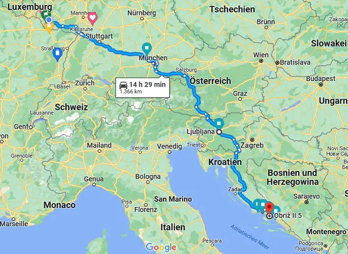Routenplanung Google Maps Kroatien Dalmatien