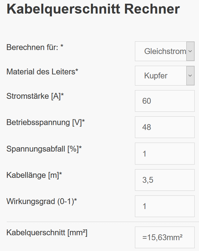 Kabellquerschnitt