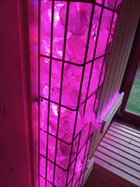 Sauna Lampe Salzlambe Kristalllampe Glasbrocken Nuggets Bruchsteine Glassteine Saunabeleuchtung LED Farbwechsel DIY Selbstbau selber machen