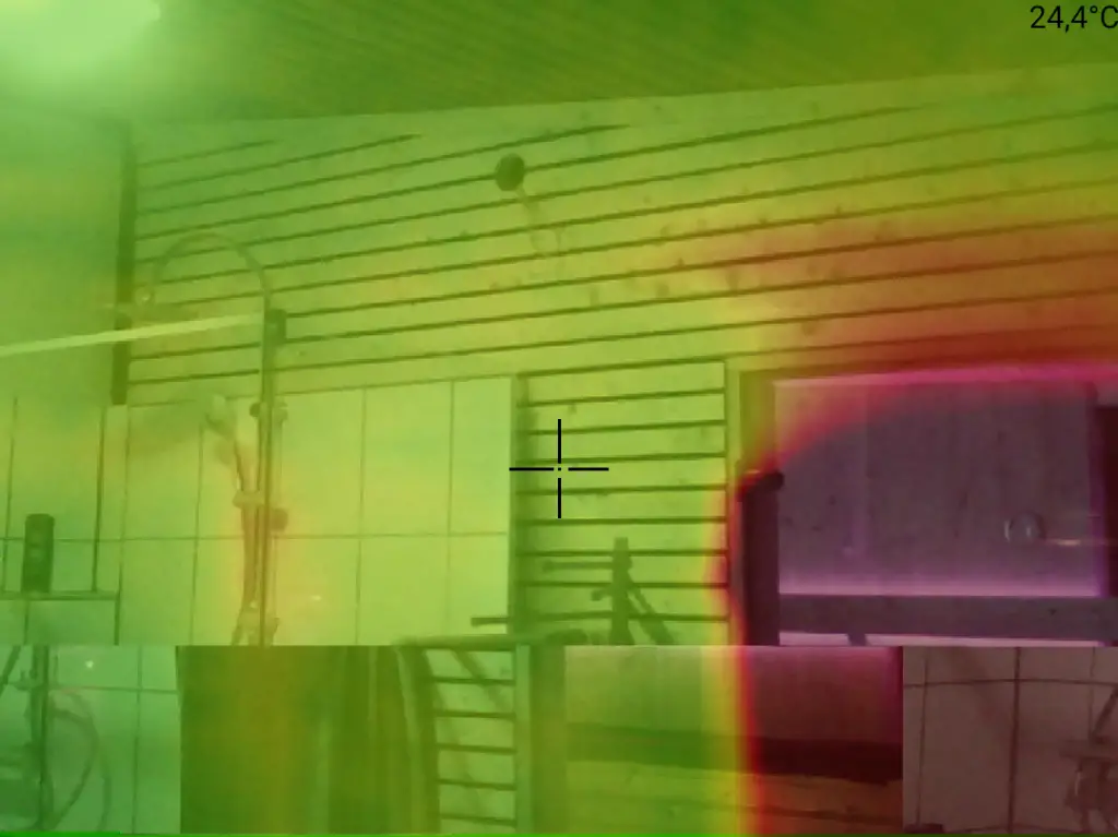Sauna isolierung dämmung mineralwolle stärke dicke wärmeverlust wärmebildkamera