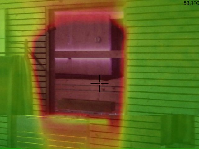 Sauna Wärmeverlust Glastür Wärmebildkamera Infrarot