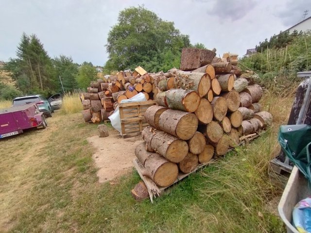 Brennholz mit der Kettensäge Greencut Baug Demon Scheppach Güde Fuxtec Motorsäge aus dem Baumarkt aus China selbst machen für den wasserführenden Ofen zum Geld sparen und günstig Heizen